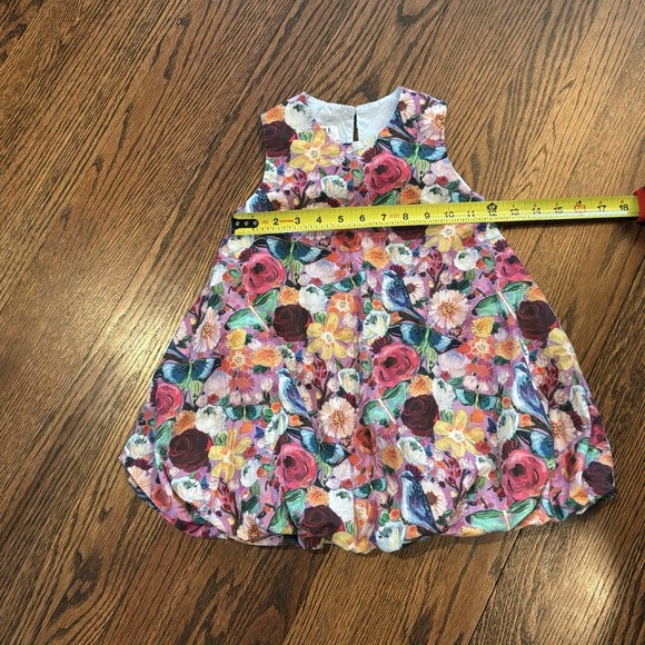 Kookooshka Cape Cod Toddler Girls Dress 3/4 Bubble Hem Floral Butterflies EUC - Picture 3 of 8